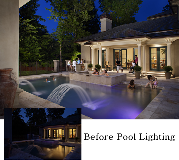 before and after pool lighting 